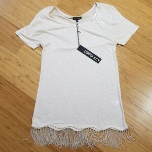 Copper Key NWT Cream Beaded Top Medium (2580)